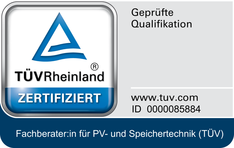 TÜV Rheinland zertifiziert – Fachberater für PV- und Speichertechnik